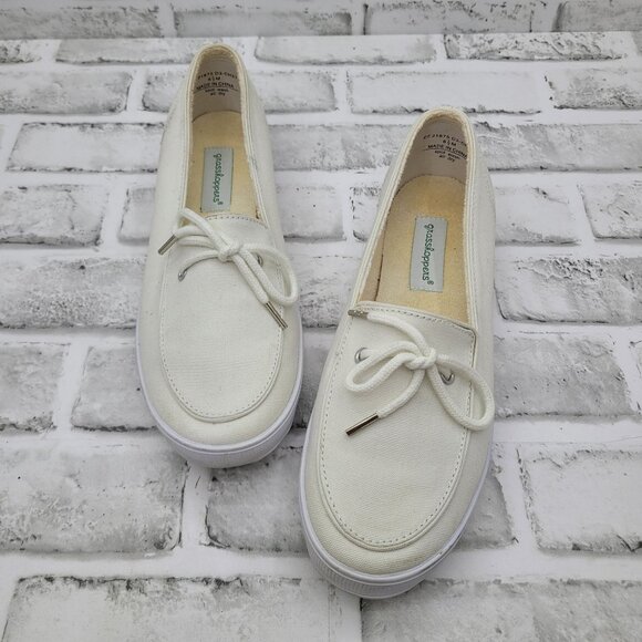 White Grasshoppers Slip On Loafers White  Canvas Terry Insole Women's Size 6.5 - Picture 1 of 7